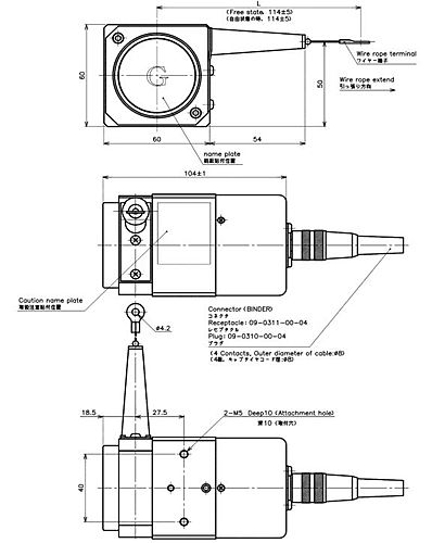 緑測器　接触式ワイヤー型リニアセンサ　CP-45F-150LS 1Kｵｰﾑ