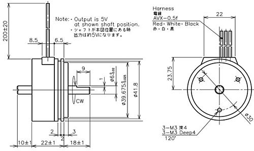 緑測器　無接触式回転角度センサ　CP-45H-10V